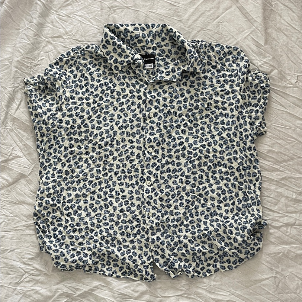 Original Use Blue and White Casual Button Down Shirt